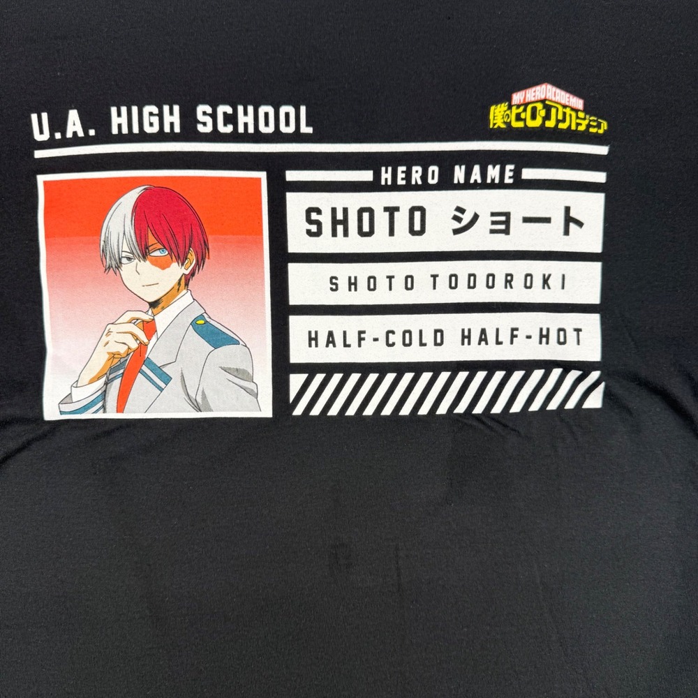My Hero Academia Shoto Todoroki UA High School ID T-Shirt Black Large NWT Cotton - Picture 4 of 10